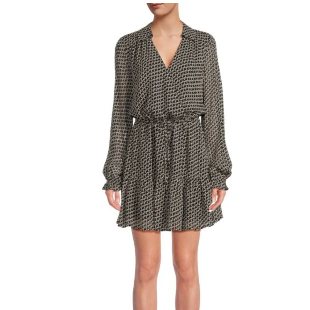 PAIGE Lizabeta Silk Shirt Dress - Houndstooth